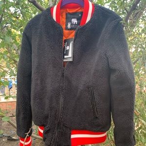 Faux Fur-Trim Bomber Jacket